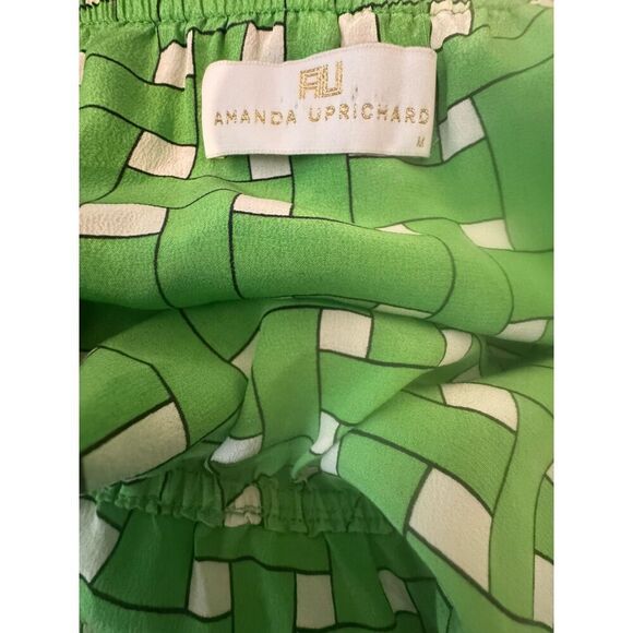 Amanda Uprichard Silk Mini Dress Bright Green Medium Ruffled Neck - Picture 4 of 5